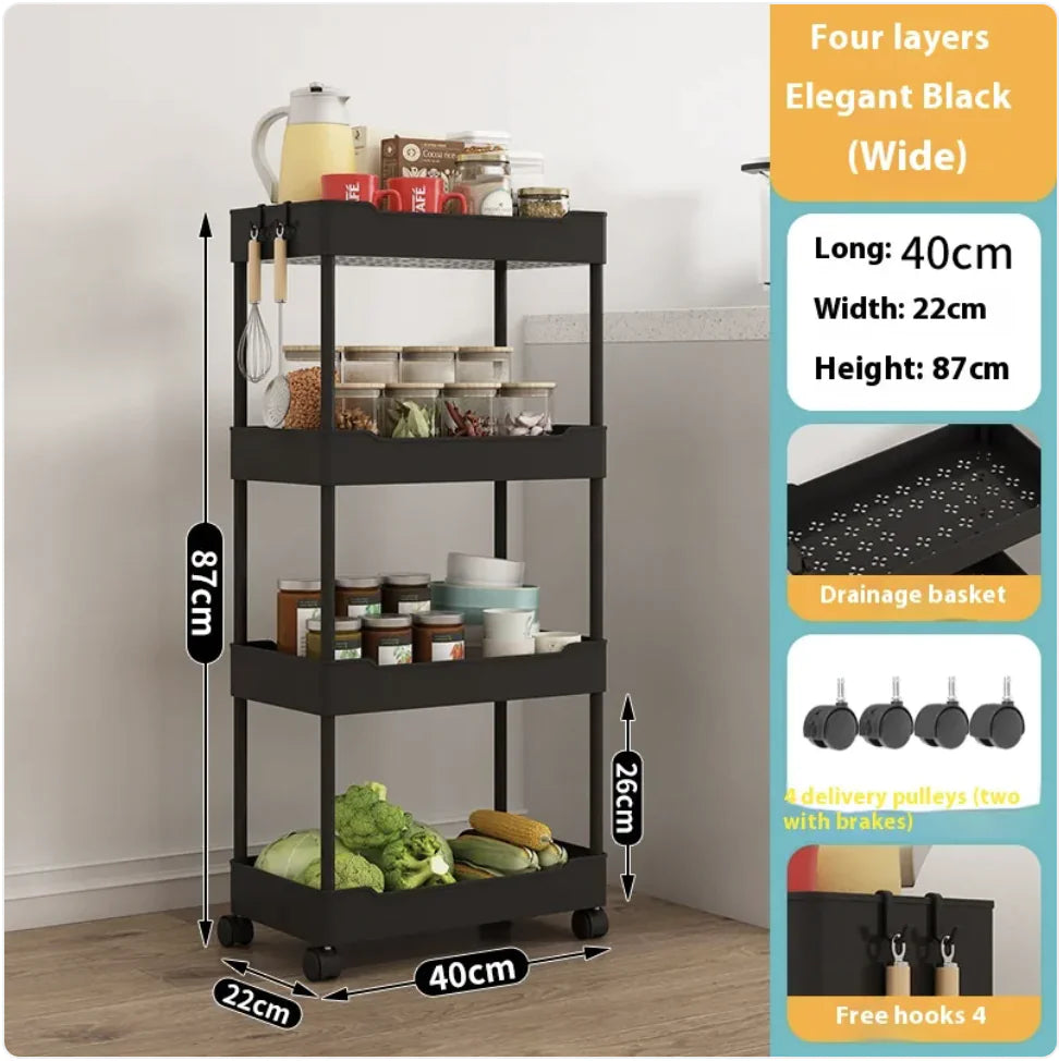 Multi-Tier Kitchen Floor Standing Storage Cart