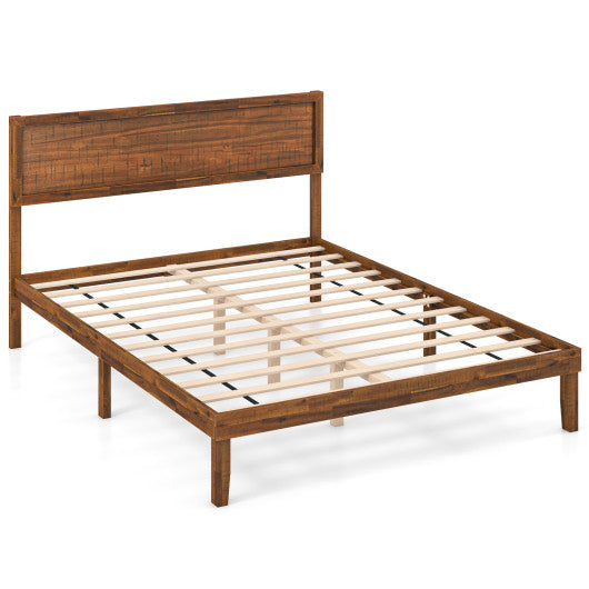 Twin/Full/Queen Size Bed Frame with Headboard and Wooden Slats Support-Queen Size