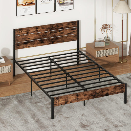 Full/King/Queen/Twin Size Bed Frame with High Headboard and Mute Bar-Queen Size