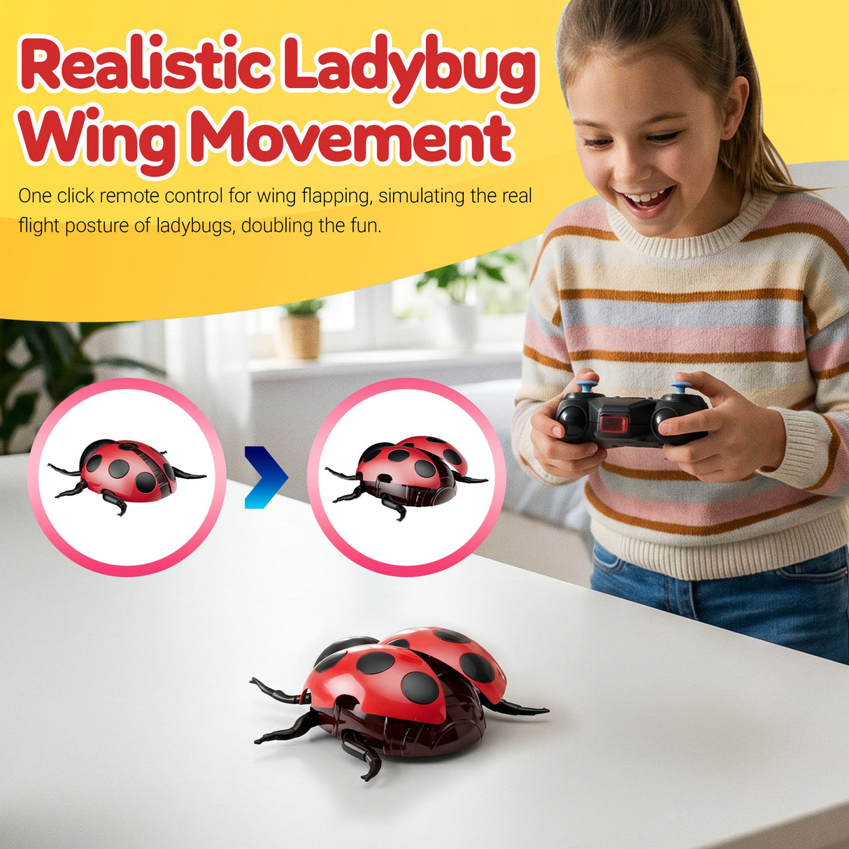 Contixo RC7 Ladybug Wall Climbing Remote Control Car for Kids, 2.4GHz RC Stunt Car Crawls on Walls, Glass & Ceilings, 360° Spins, LED Lights, Rechargeable Flying Bug Toy for Boys & Girls Ages 8+