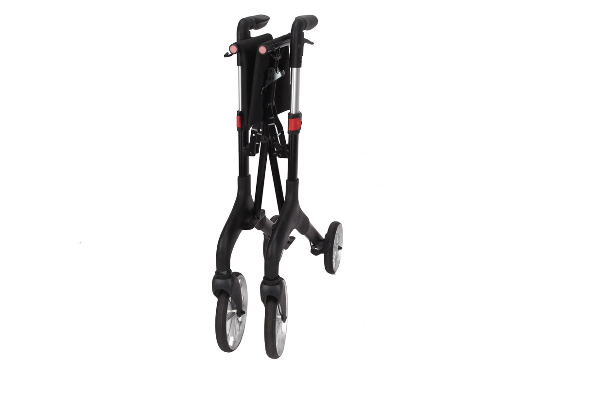 Foldable Wheeled Walker with Adjustable Height, 9-Inch Front and 8-Inch Rear Wheels, 300 lb Capacity by Pursonic
