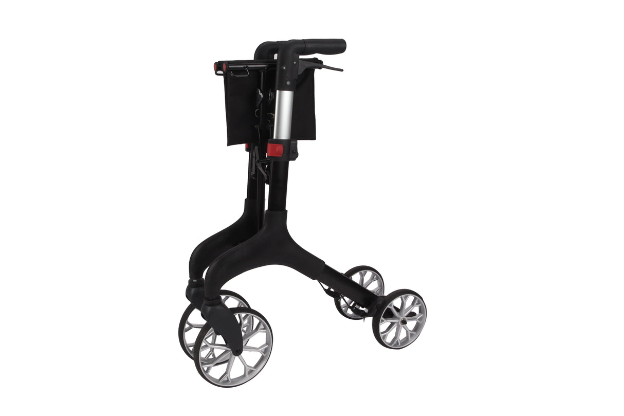 Foldable Wheeled Walker with Adjustable Height, 9-Inch Front and 8-Inch Rear Wheels, 300 lb Capacity by Pursonic