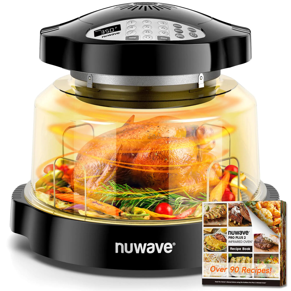 Nuwave Oven Pro Plus Air Fryer Infra-Red Countertop 2025 Advanced Convection No Defrosting or Preheating Cook Fresh or Frozen Durable Power Dome 100 Presets & 50 Memory PFAS Free Black