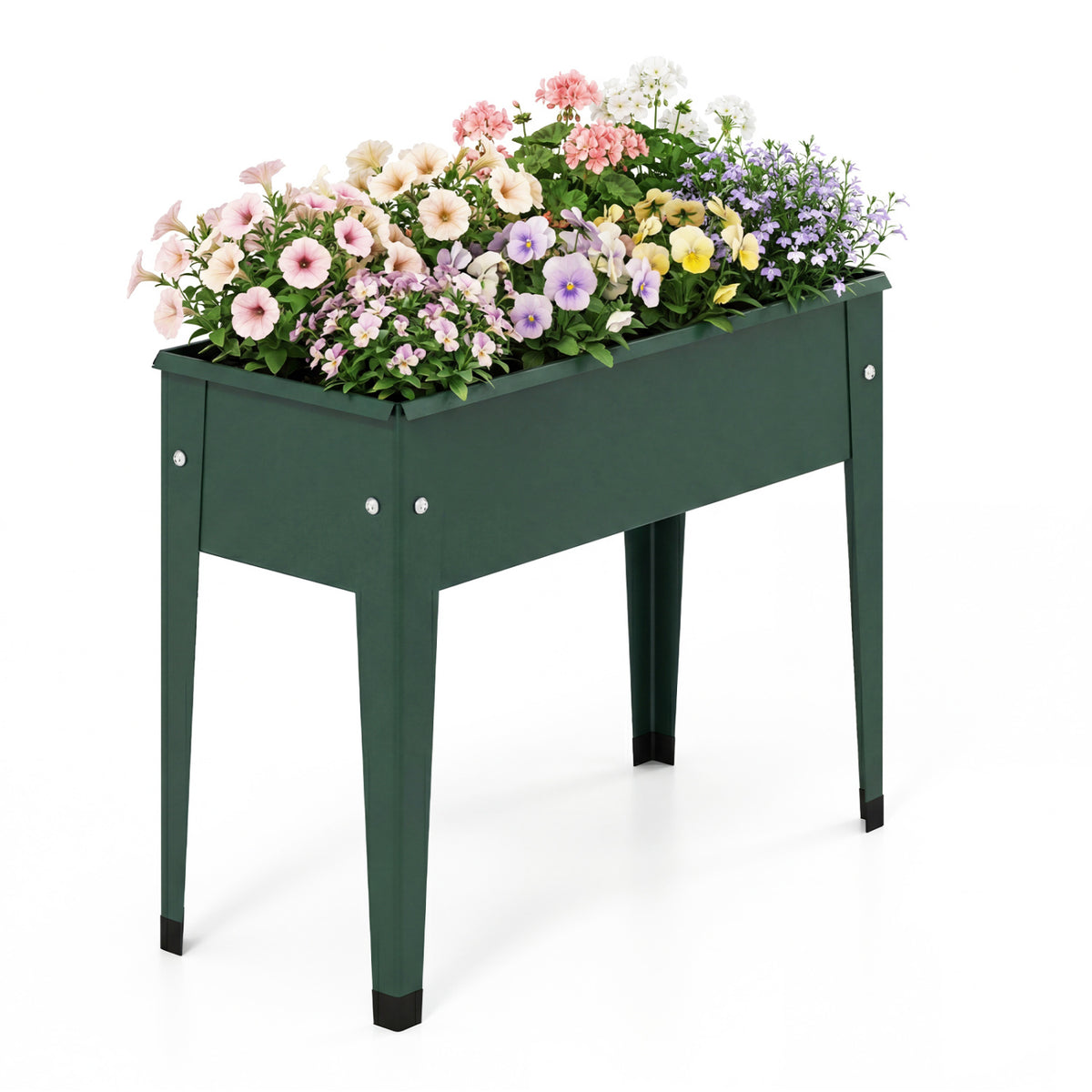 Raised Garden Bed Elevated Metal Gardening Box with Legs-Green