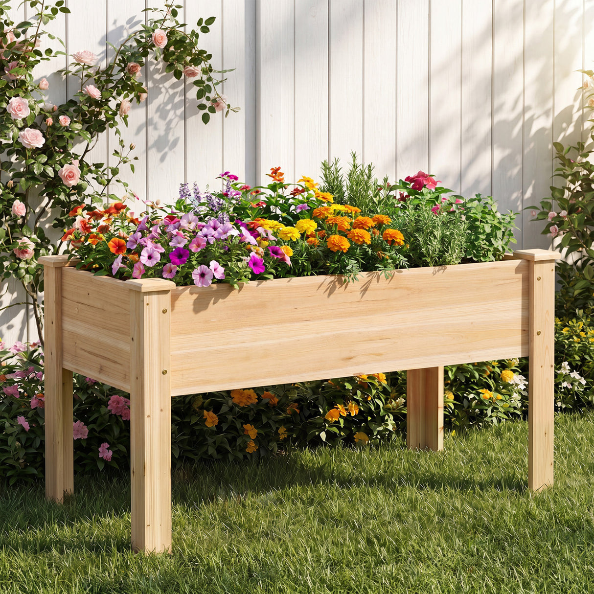 Raised Garden Bed Elevated Planter Box Wood for Vegetable Flower Herb