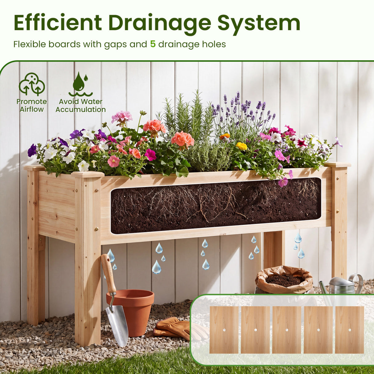 Raised Garden Bed Elevated Planter Box Wood for Vegetable Flower Herb