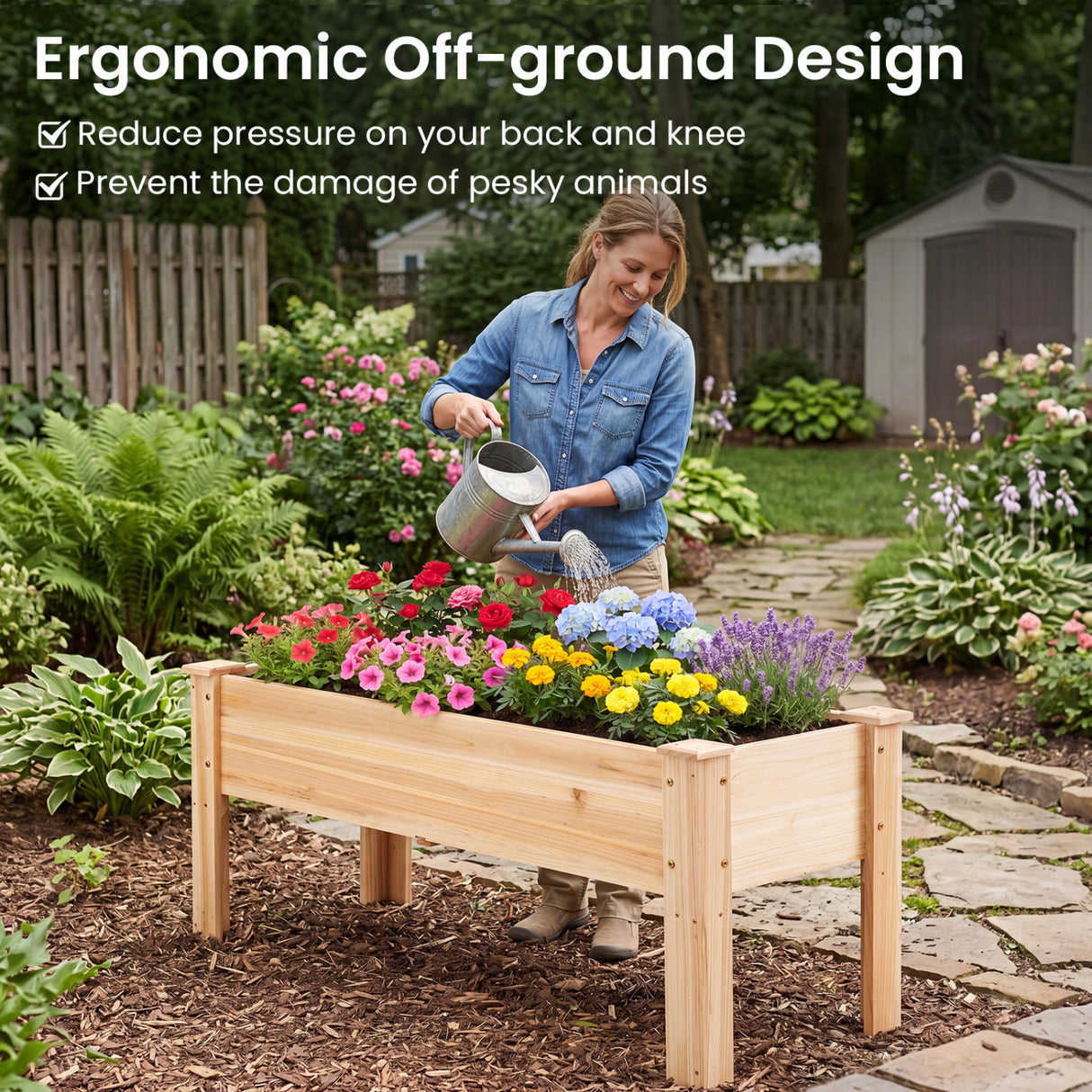Raised Garden Bed Elevated Planter Box Wood for Vegetable Flower Herb