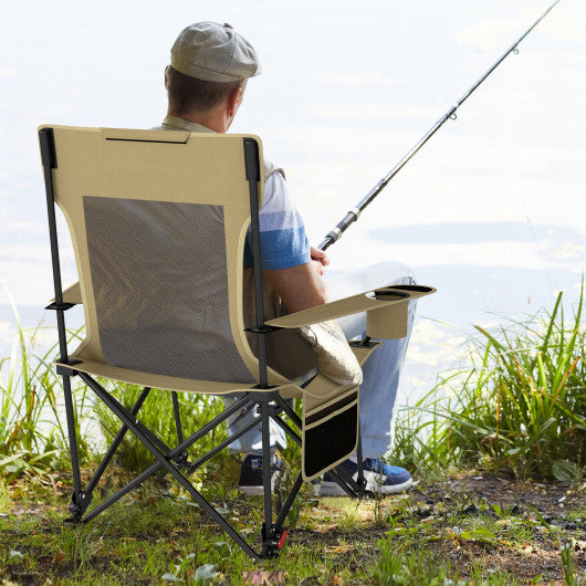 Reclining Camping Chair with Removable Footrest and Adjustable Backrest-Green