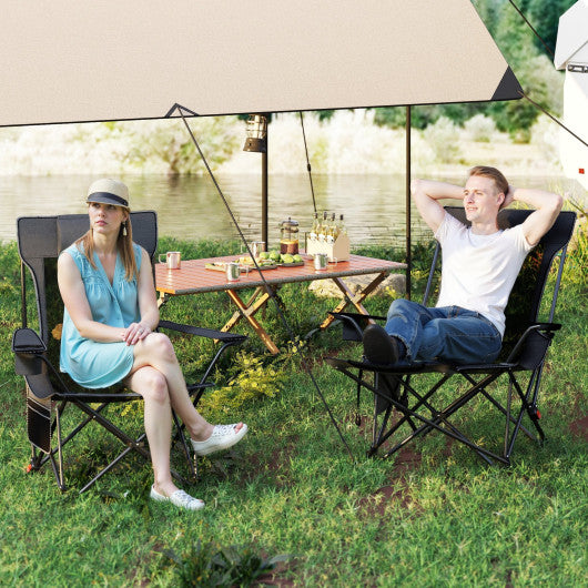 Reclining Camping Chair with Removable Footrest and Adjustable Backrest-Gray