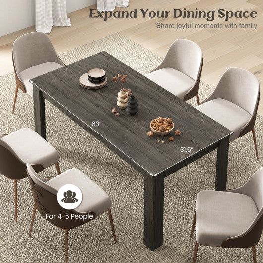 63 Inch Rectangular Modern Dining Kitchen Table-Gray