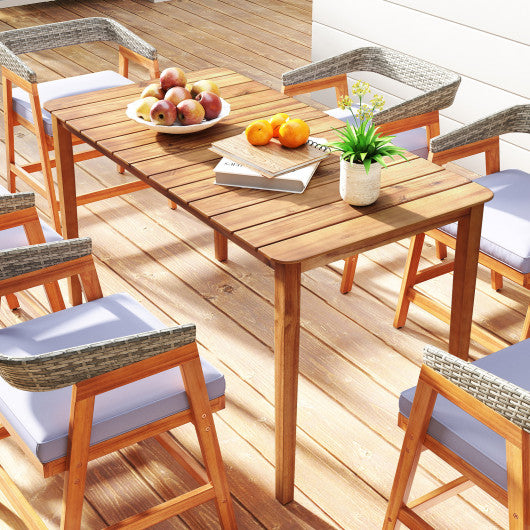 Rectangular Outdoor Dining Table Acacia Wood for 4-6 People