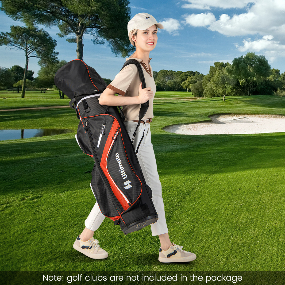 Golf Cart Bag with 14 Way Top Dividers-Red