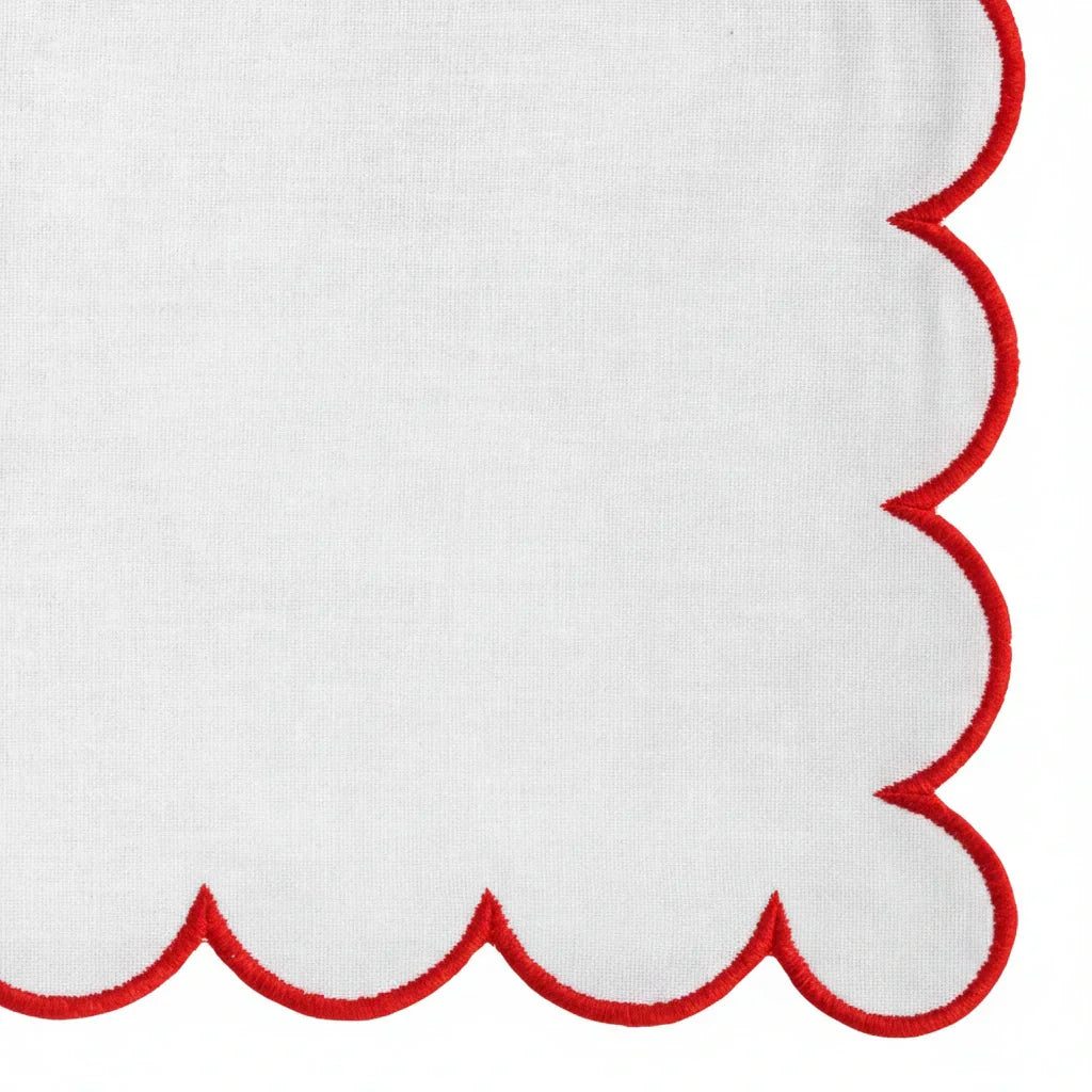 Red Fabric Napkins - Scalloped
