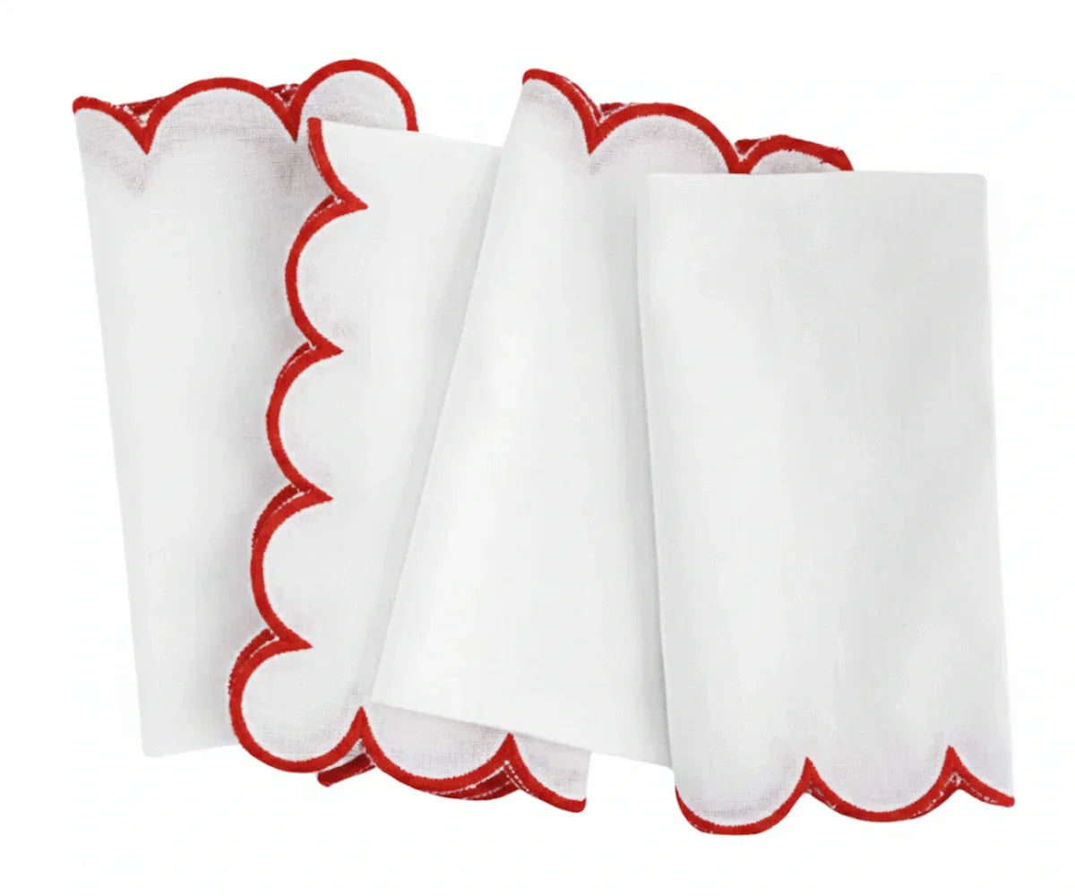 Red Scalloped Edge Napkins - LongWave