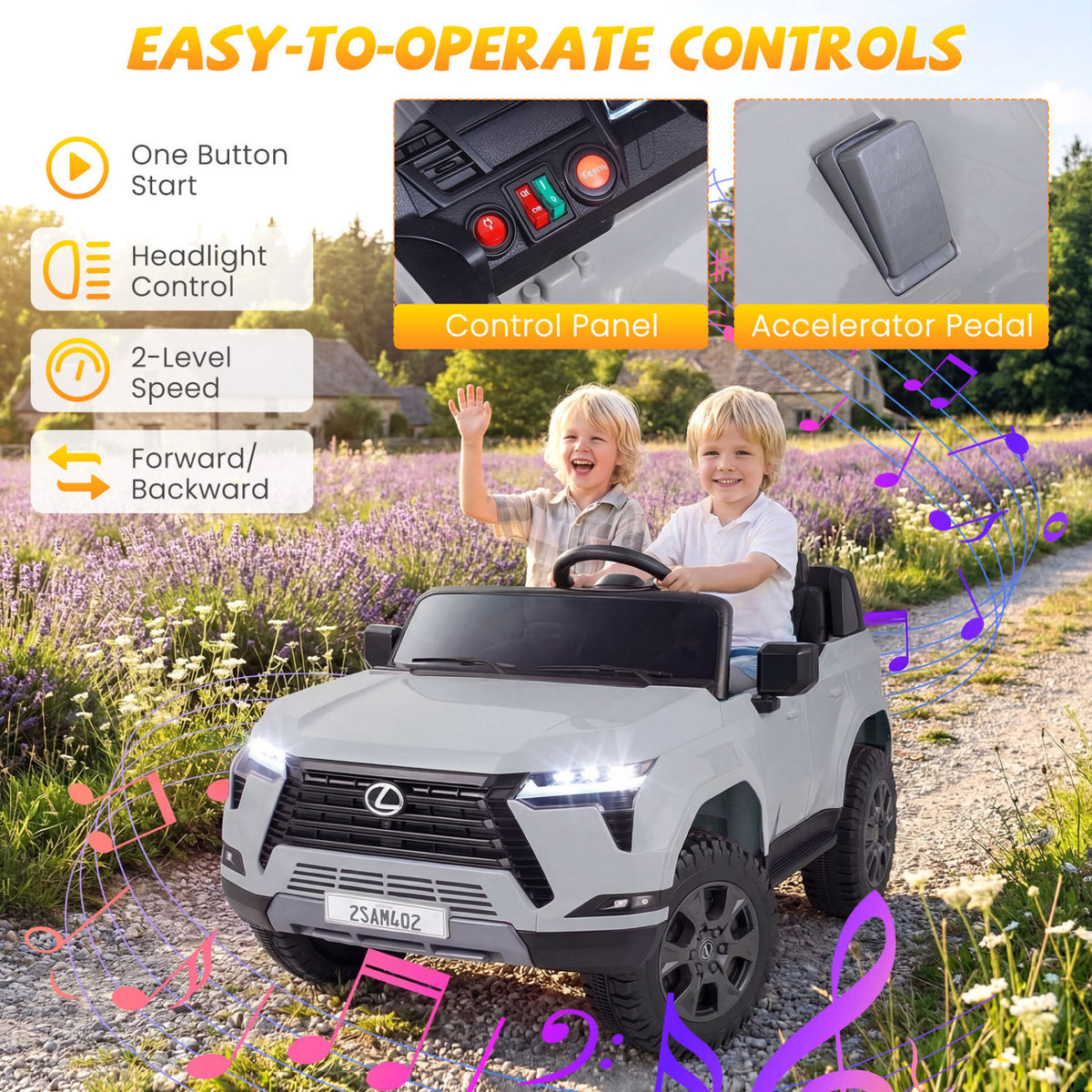 Ride on Car 24V 4WD Licensed LEXUS GX550 Electric Vehicle with Remote for Boys Girls Aged 3+-Grey