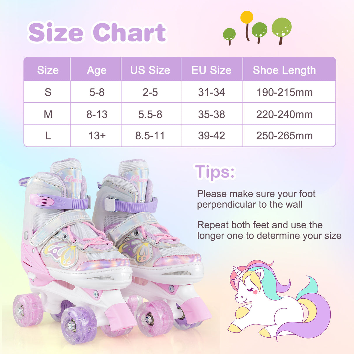 Roller Skates for Teens 4 Sizes Adjustable with Light-up Wheels for Boys Girls Ages 13+-Light Pink