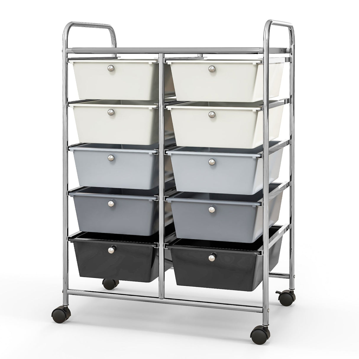 10-Drawer Rolling Storage Cart-Beige & Gray by DirectDeals