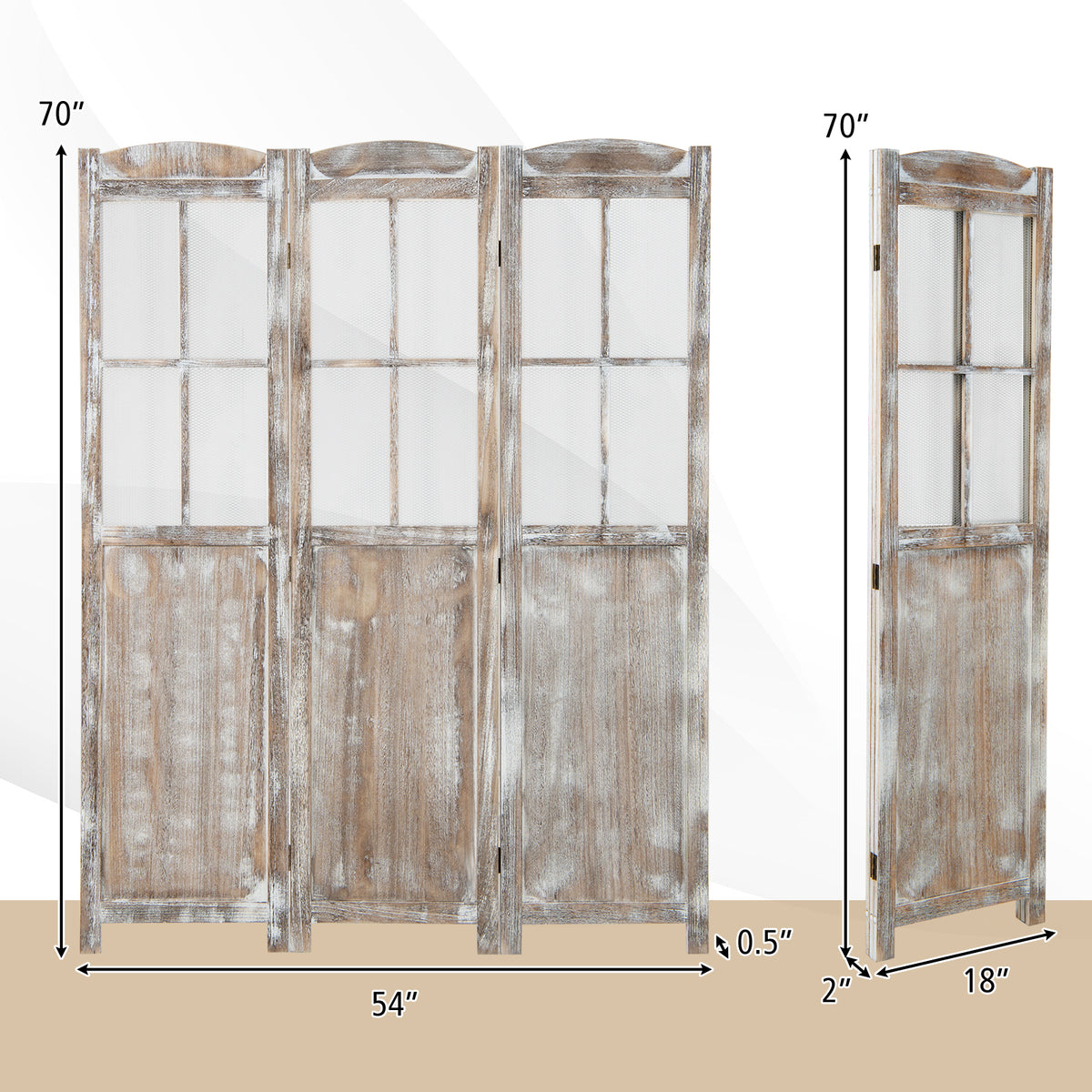 6 Feet Folding Privacy Screen-Coffee