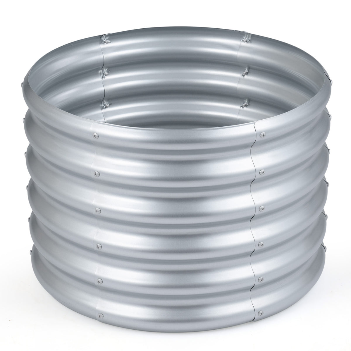 Round Galvanized Raised Garden Bed with Open-Ended Base-M