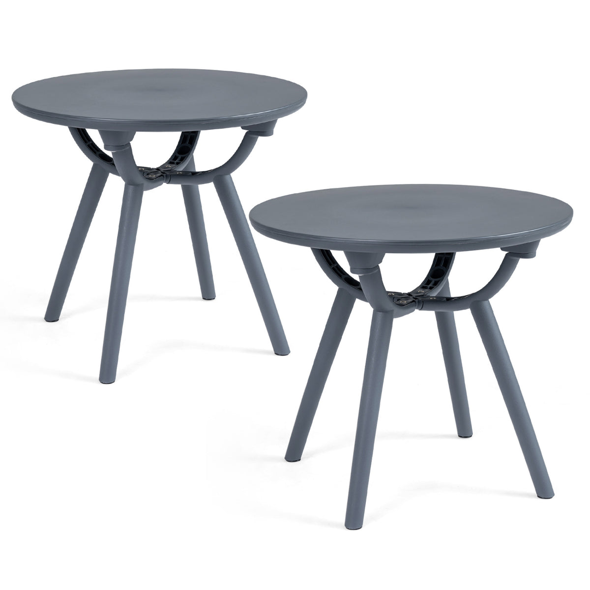 Round Patio Storage Side Table for Poolside and Balcony-set of 2