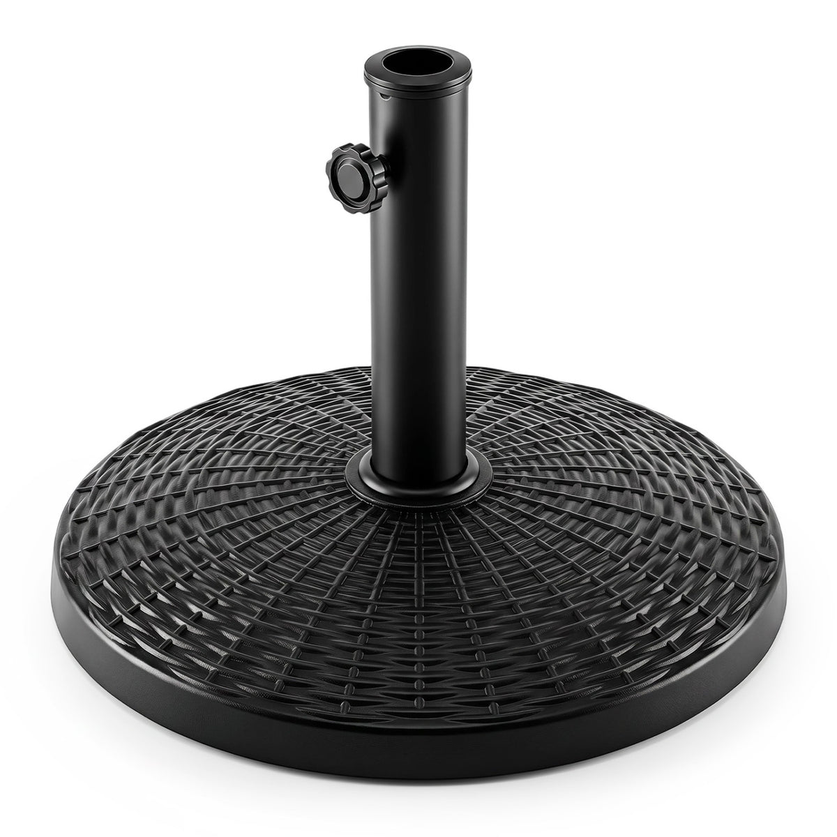 22 lbs Patio Resin Outdoor Umbrella Base with Wicker Style for Outdoor Use-Black