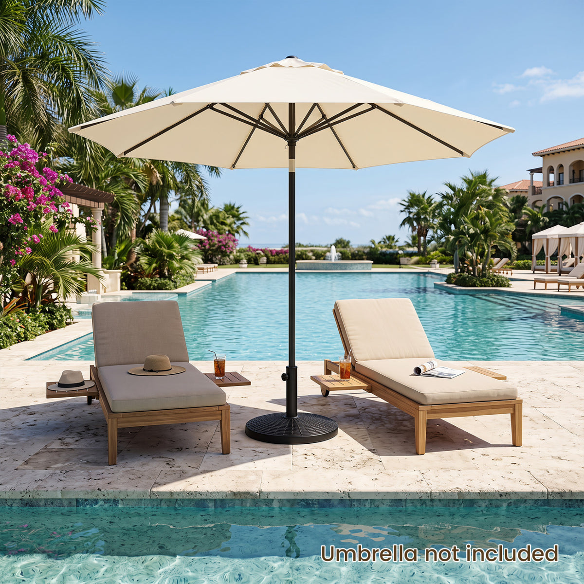 22 lbs Patio Resin Outdoor Umbrella Base with Wicker Style for Outdoor Use-Black