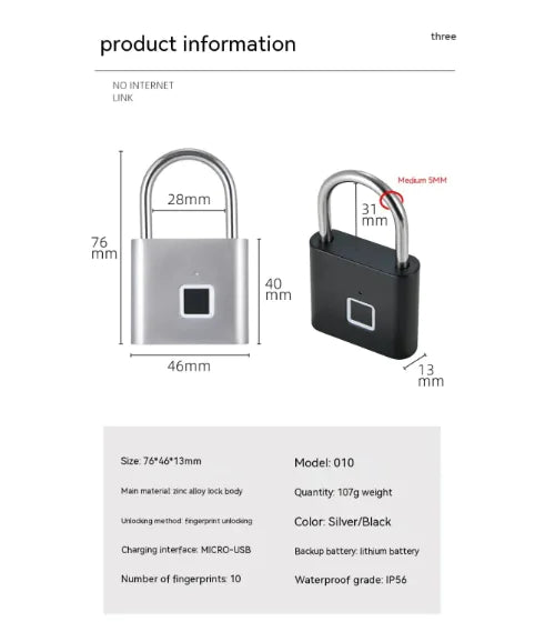 Smart Waterproof Fingerprint Lock
