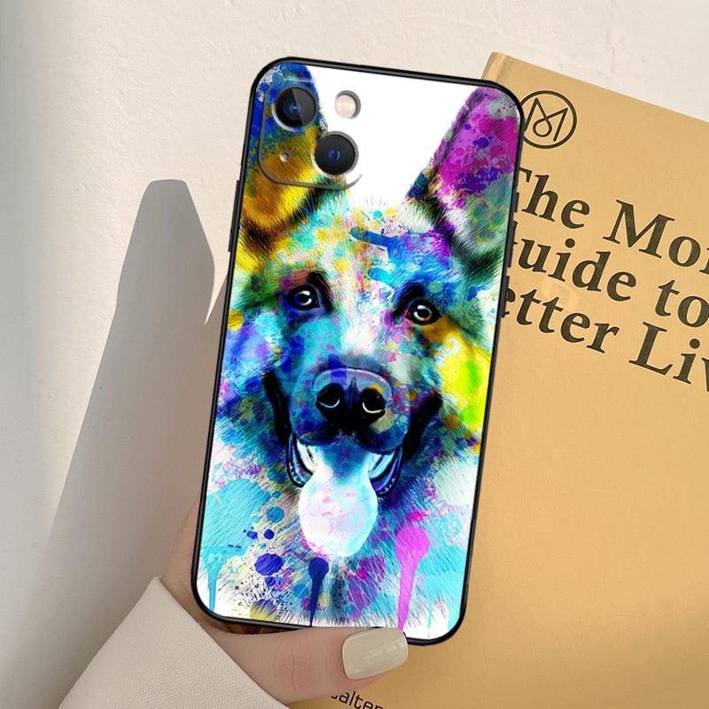 Cartoon German Shepherd Phone Case MAsk Dog Case For iPhone 13 12 Mini 11 14 Pro Max 6S 8 7 Plus SE 2022 2020 X XS Max XR Back Cover Poodle Dog Phone Case Compatible with iphone
