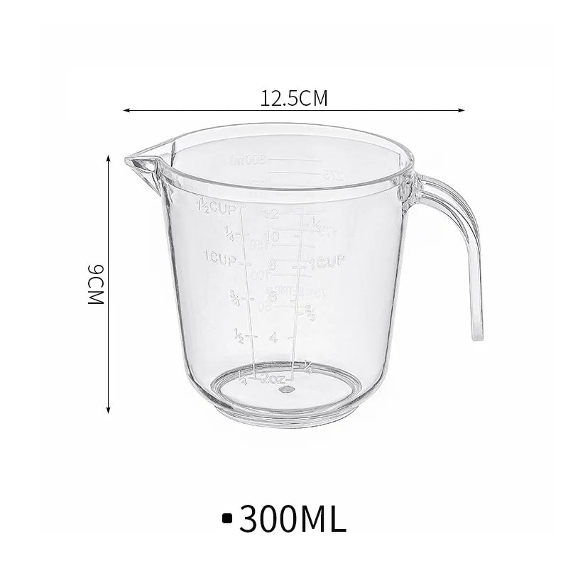 Transparent Measuring Cup with Scale and Whisk Handle for Baking and Cooking