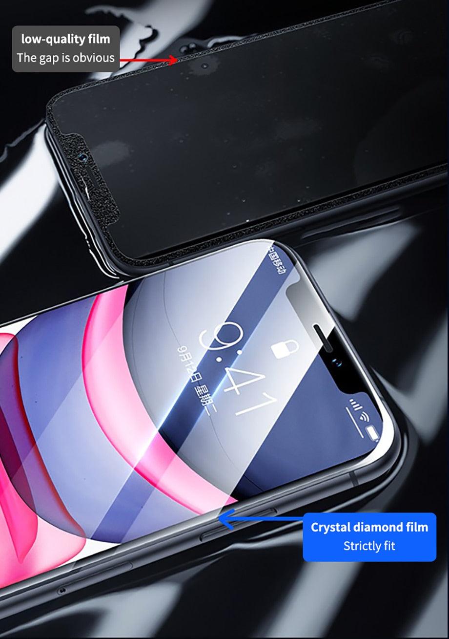 80D Full Protective Glass For iphone 6 7 8 Plus X Xr Xs Max SE Tempered Screen Protector iPhone 11 12 13 Pro Max Mini Glass Film Screen Protector with Full-Coverage, Easy Installation Frame
