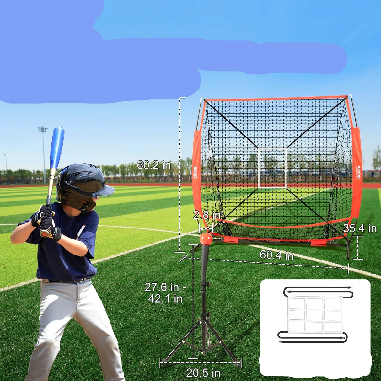 Perfect Your Game 5x5 ft Portable Baseball & Softball Practice Net