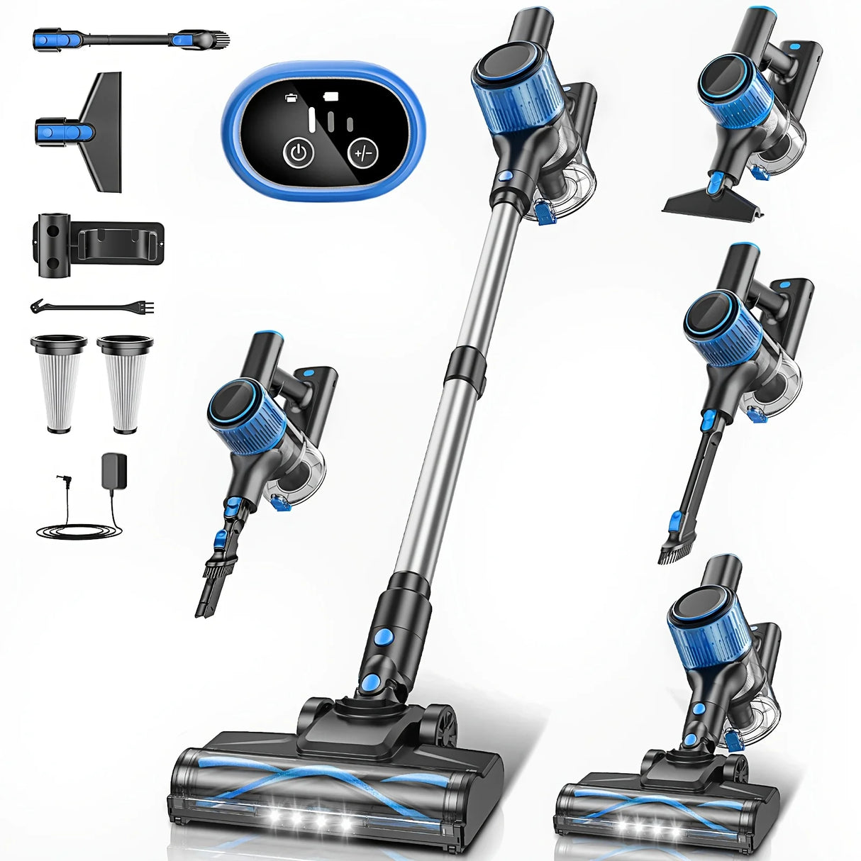 Cordless Vacuum Cleaner,55Kpa/45Mins/8 in 1 Powerful Suction,Self-Standing, 3 Suction Modes, Vacuum for Floor Carpet Pet Hair