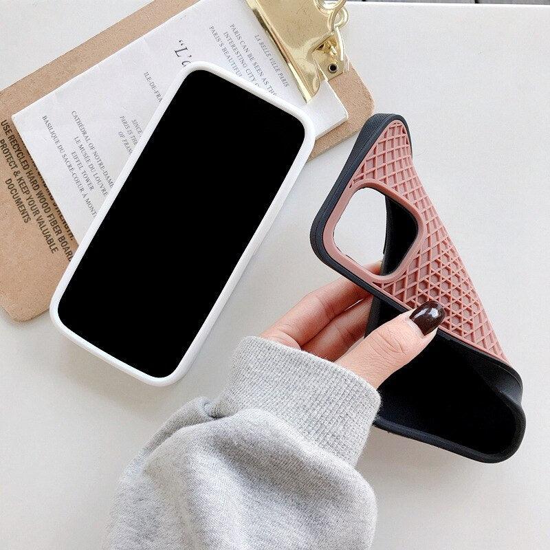 Modern Waffle Sport Shoe Sole Texture Silicone Case for iPhone 12 13 Pro Max XS XR X iPhone Mini Cover Silicone Impact Resistant Protective Case Soft Silicone Art Phone Case