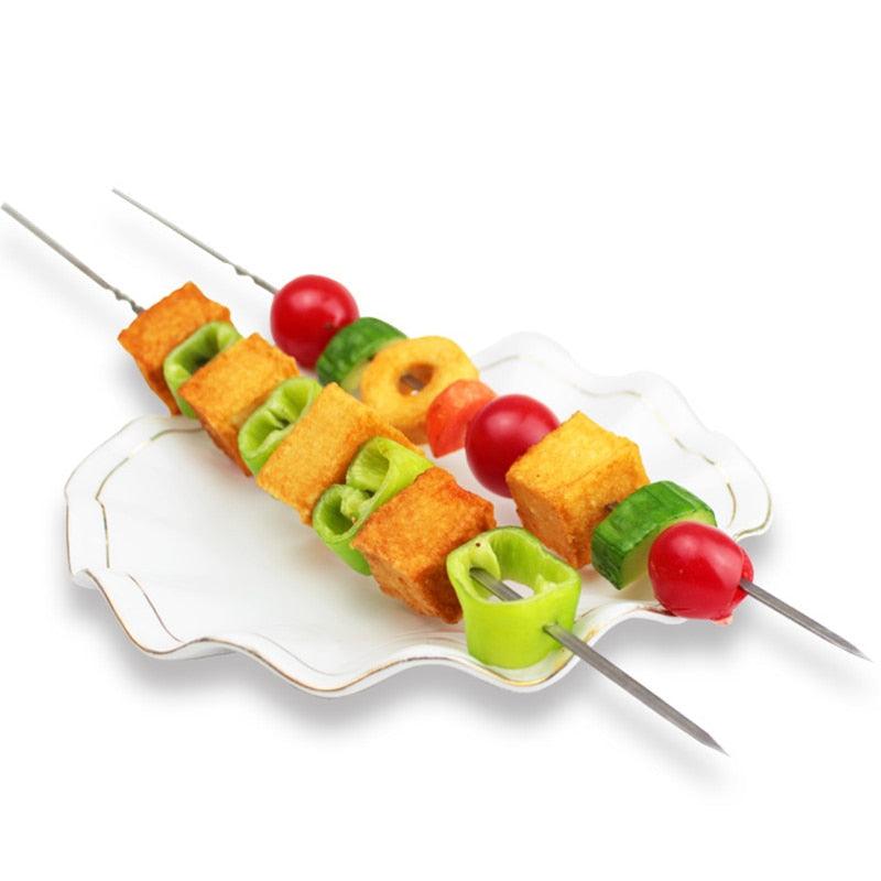 10-20Pcs Stainless Steel Barbecue Skewer Reusable BBQ Skewers Kebab Iron Stick For Outdoor Camping Picnic Tools Cooking Tools Stainless Steel Barbecue Skewers Durable and Reusable Metal Skewers
