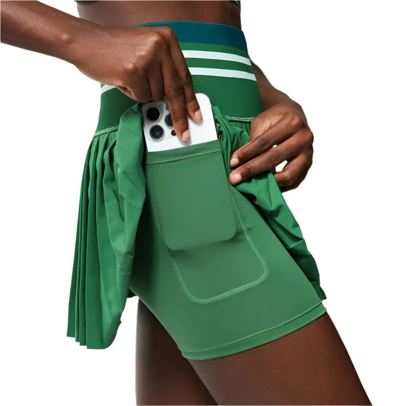 Women's Summer Sports Skort High Waisted Pleated 2 in 1