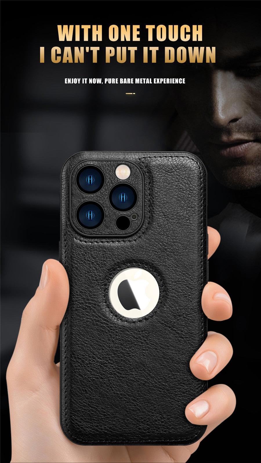 Luxury Leather Case for iPhone 14 13 12 11 Pro MAX XS XR 7 8 Plus Classic Silicone Phone Cover Leather Case Thin Flexible Soft Grip Luxury PU Leather Cover for Men Durable Anti-Scratch Full Phone Cases