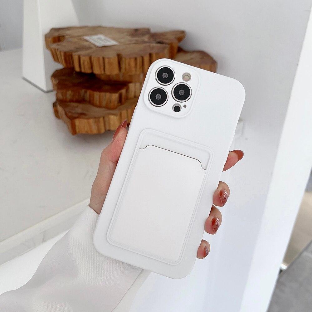 Soft Silicone Card Phone Case for IPhone 13 12 Pro Max Shockproof Protector Cover for IPhone 14 Plus Cases Heavy Duty Solid Slim Lightweight Anti-Shock Cover for iPhone