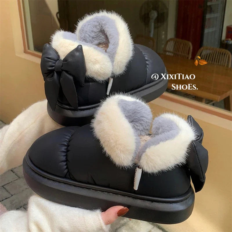 Women's Snow Boots Bow Knot Plush Lined