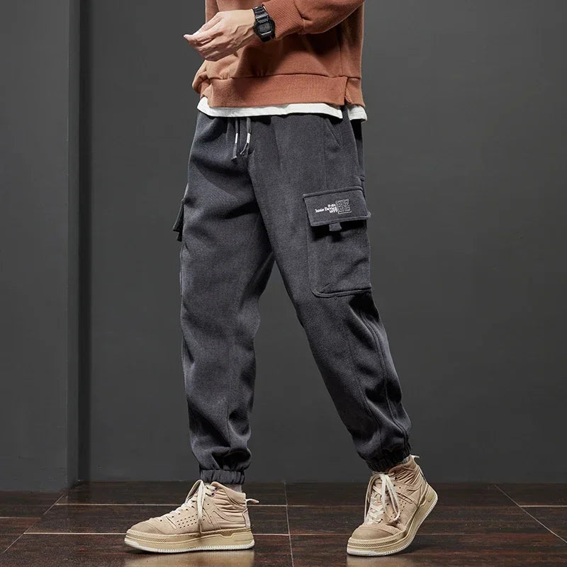 Men's Armygreen Gray and Black Cargo Joggers