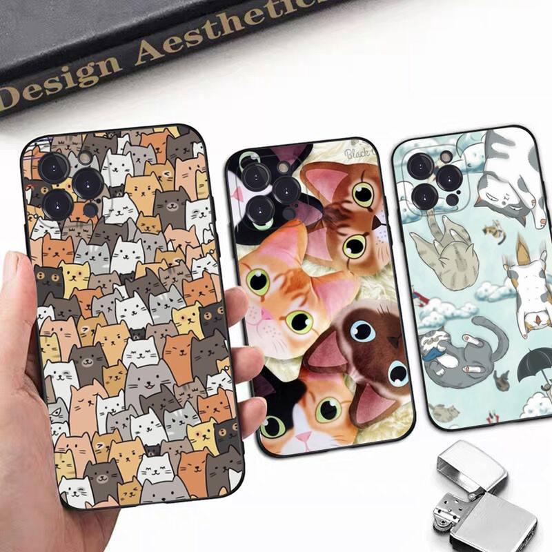 Cat Cute Art Phone Case For Iphone 8 7 6 6s Plus X Se 2020 Xr Xs 14 11 12 13 Mini Pro Max Mobile Case Transparent Soft Protective Clear Case Compatible For Iphone
