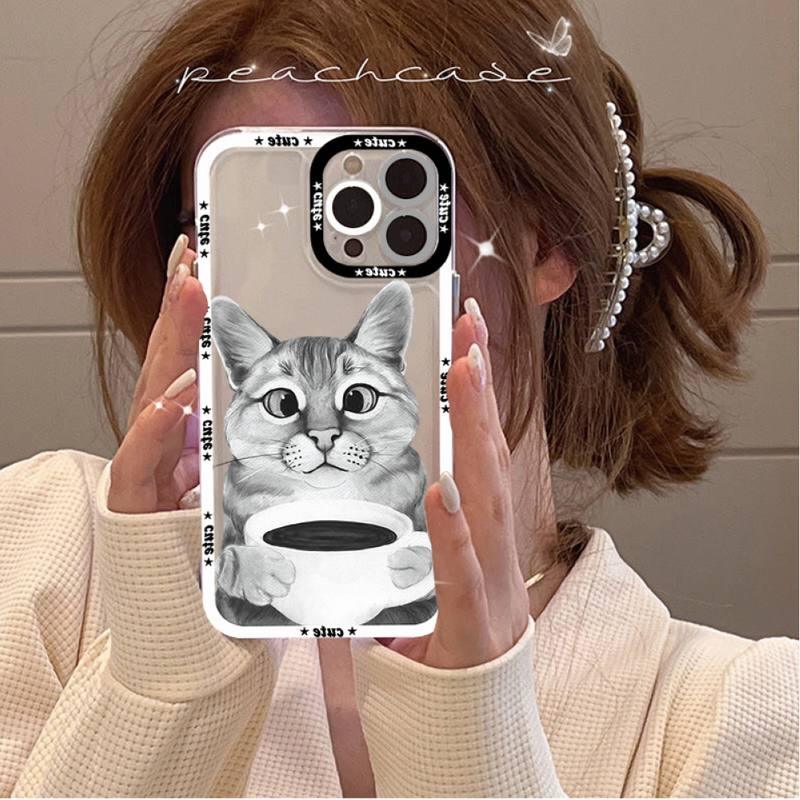 Cute Cat Phone Case for iPhone 11 12 13 Mini Pro Max 14 Pro Max Case shell Blank Printable Phone Case for Soft Rubber Cool Polish Phone Case