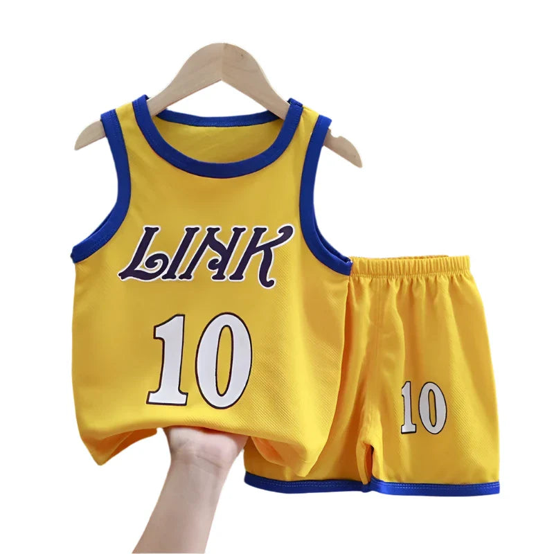Summer Kids Basketball Jersey and Shorts Set