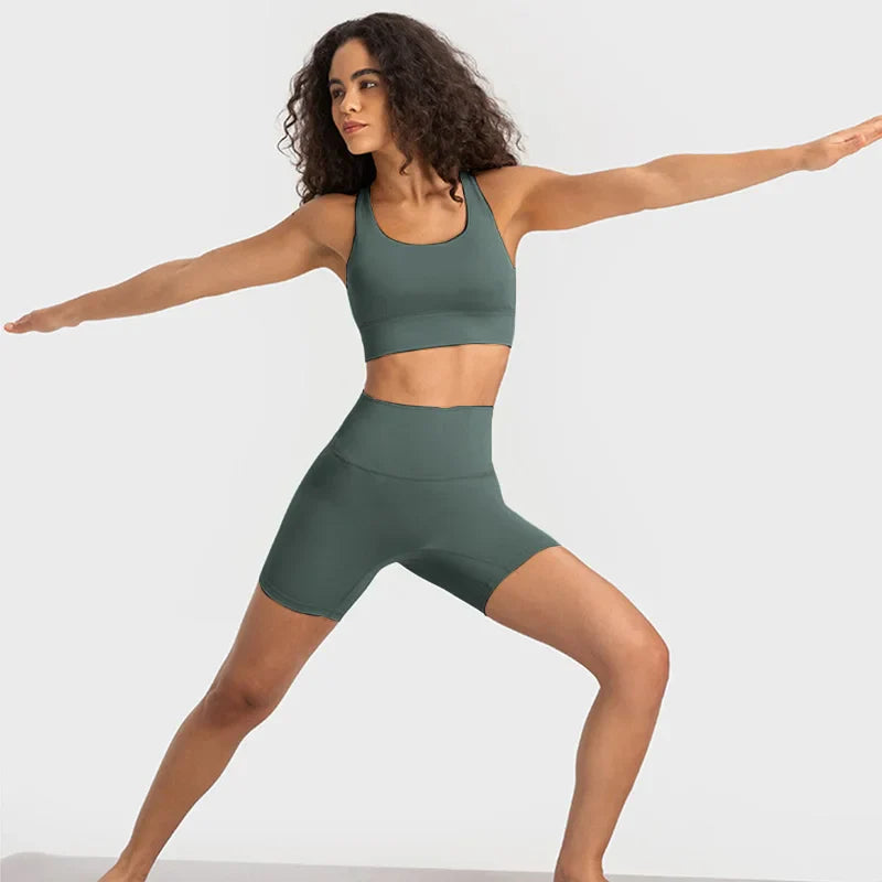 Nude Feel Yoga Sets Cross Back Bra & Joggers