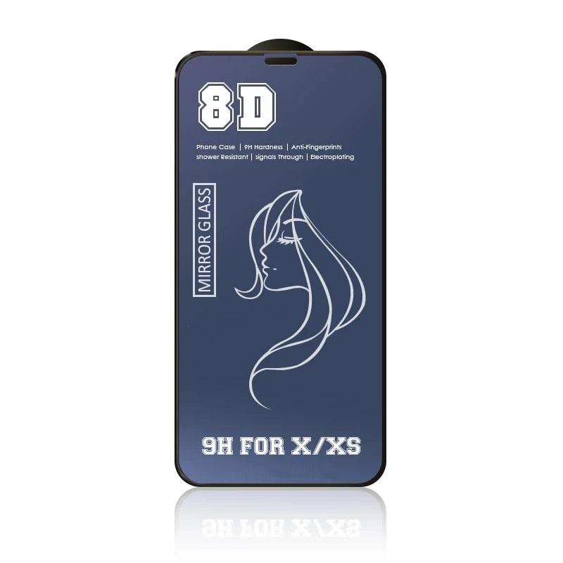 Glue Anti Scratch Mirror Screen Protector Tempered Glass For iphone 13 12 11 Pro XS Max X XR 7 8 Plus Makeup Mirror Tempered Glass for Iphone 11 12Pro 13pro Max Mirror Screen Protectors