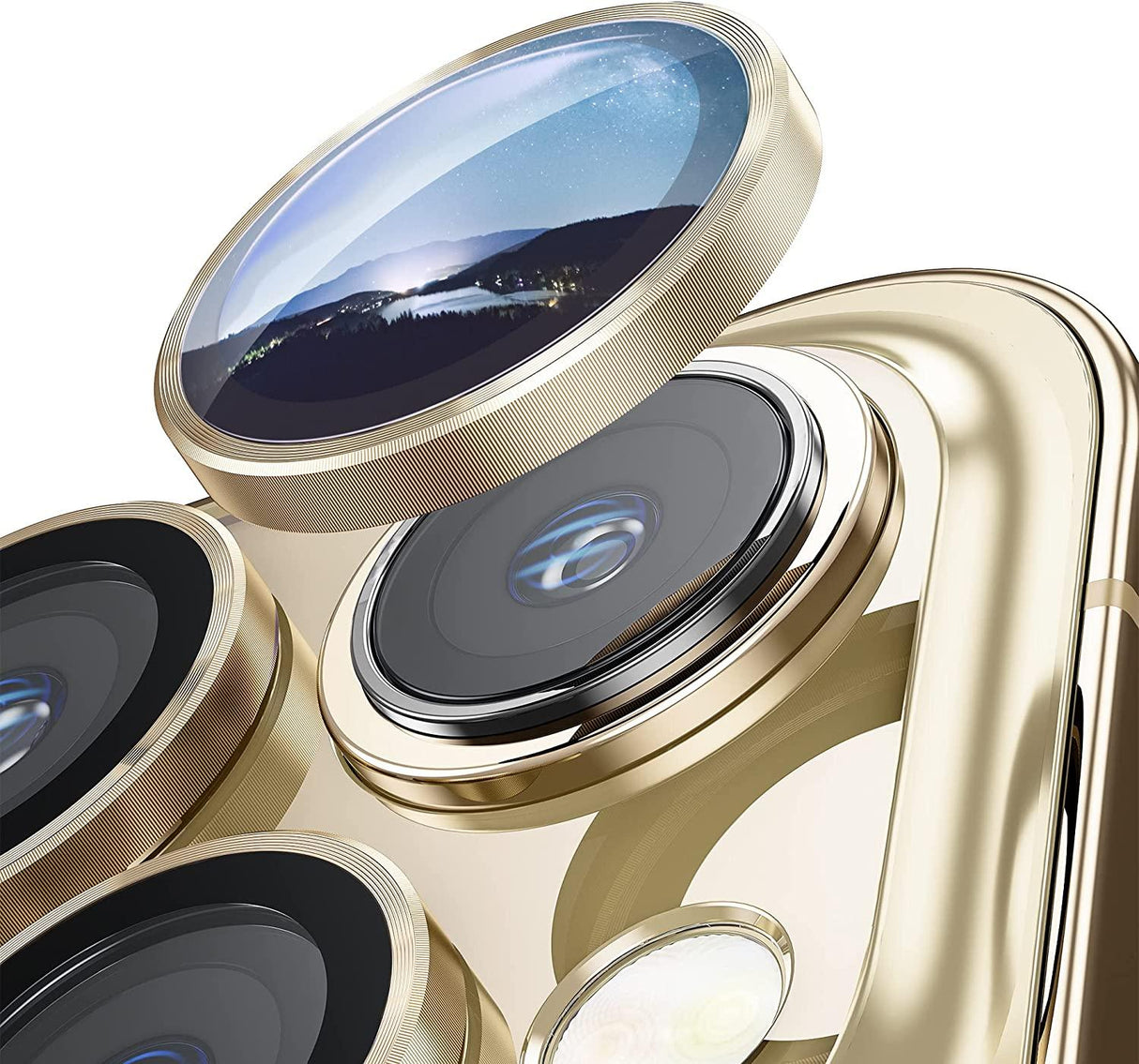 Camera Lens Protector for iPhone 14 Pro Max Plus 13 12 Mini 14Pro iPhone14 13Pro 14Plus 12Pro Glass Protection Protective Film Metallic Camera Ring Lens Protector with Glass Cover