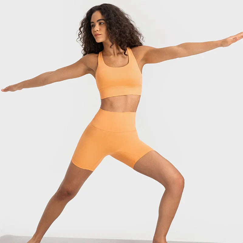 Nude Feel Yoga Sets Cross Back Bra & Joggers