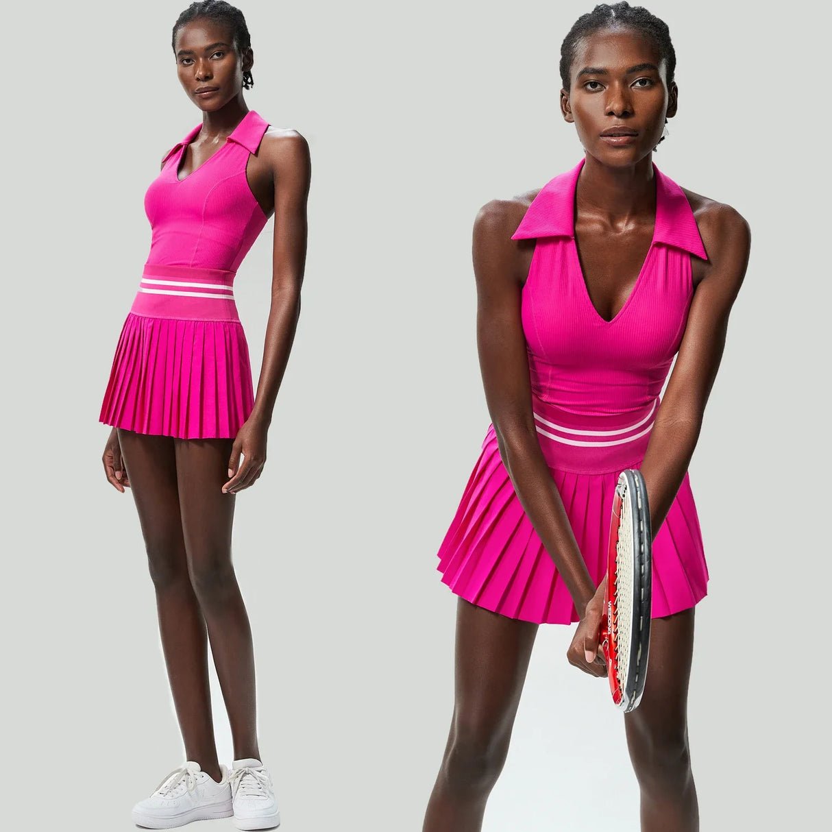 Women's Summer Two Piece Set High Waisted Mini Skirt & Backless Sports Bra
