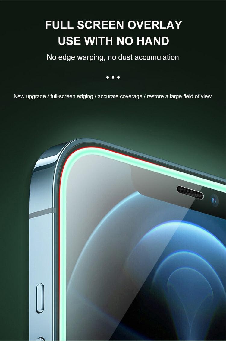 2Pcs Luminous Protective Glass For iPhone 14 13 12 11 Pro Max X XR XS Screen Protector For 7 8 6 Plus SE3 Glowing Tempered Glass Luminous Glowing Tempered Glass Screen Protector for iPhone