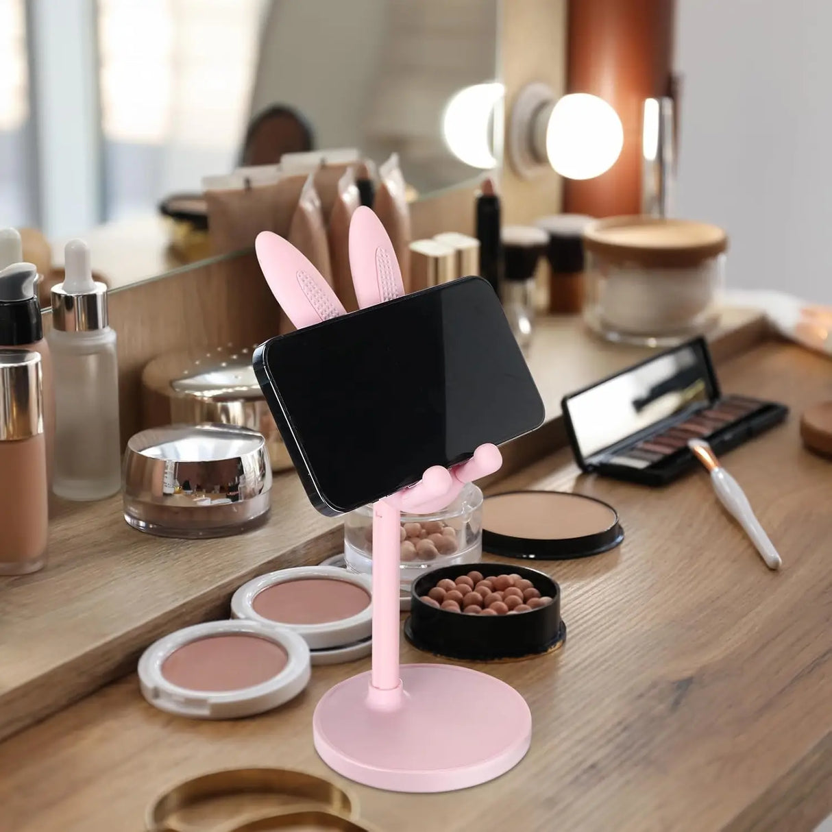 Cute Bunny Phone Stand, Adjustable Universal Desk Mount for Smartphones, Kawaii Animal Decor for Home Office, Lovely Gift for Gi