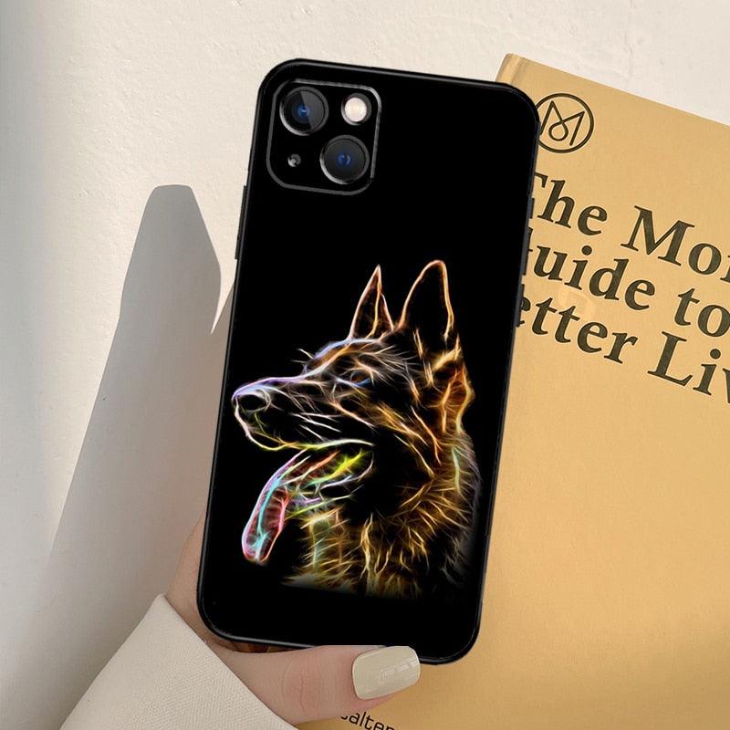 Cartoon German Shepherd Phone Case MAsk Dog Case For iPhone 13 12 Mini 11 14 Pro Max 6S 8 7 Plus SE 2022 2020 X XS Max XR Back Cover Poodle Dog Phone Case Compatible with iphone